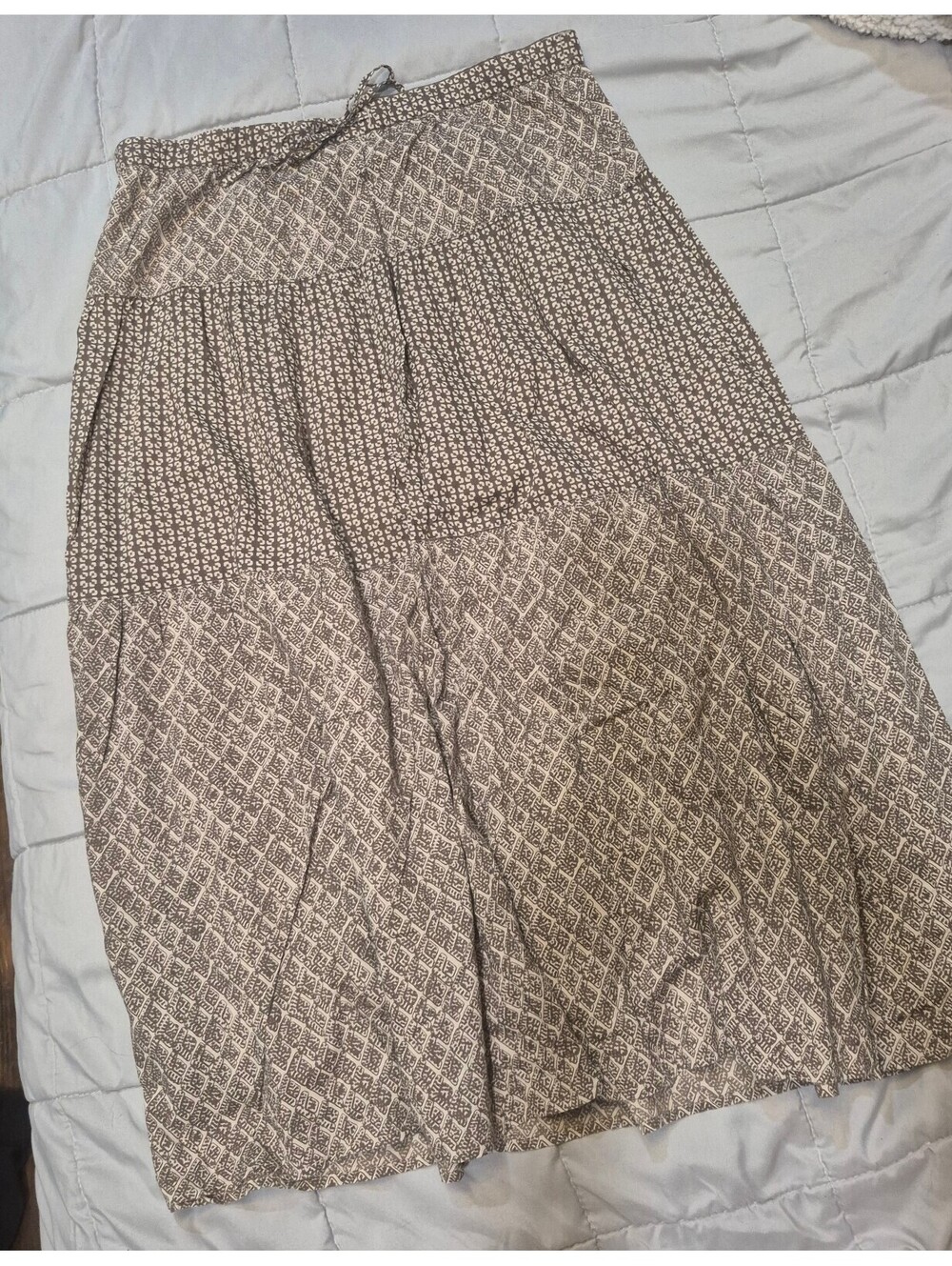 J.Jill Geometric Print Tiered Midi Skirt Brown Gray Boho SP